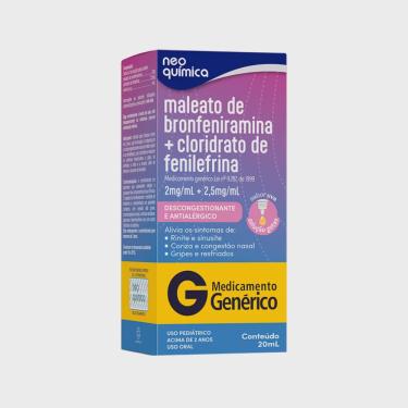 Imagem de Maleato de bronfeniramina + fenilefrina 2MG/5MG 120ML neo química genérico