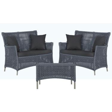 Imagem de 2 Sofás E Mesa Igapó Alumínio Fendi Corda Náutica E11 Trama Prata