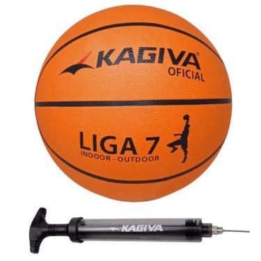 Imagem de Bola basquete kagiva oficial + bomba de ar dupla acao kagiva