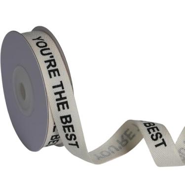 Imagem de YKW Você é a melhor fita de algodão, fita de sarja natural de 5/20.3 cm x 10 jardas, acabamento em espinha de peixe creme para presentes de agradecimento, embalagem de prêmio e presentes de