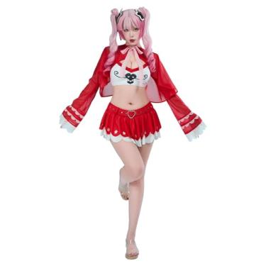 Imagem de haikyuu Maiô feminino anime de duas peças com saída de chiffon frente única top saia cosplay maiô, Vermelho, M