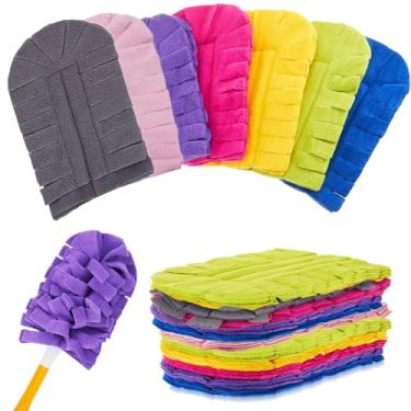 Imagem de 18 peças de refil de lã para Swiffer, espanadores manuais que limpam almofadas de espanador reutilizáveis para ventilador de teto, espanadores laváveis para janela, sofá e piso, cores arco-íris