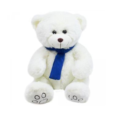 Imagem de Urso Branco Cachecol Azul 35cm - Pelúcia - Fofy Toys