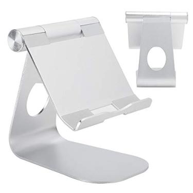 Imagem de CHICIRIS Suporte de telefone ajustável de material de alumínio puro, pequeno suporte de telefone de liga de alumínio, para assistir a filmes e celular tablet (prata)