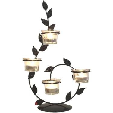 Imagem de Suporte de vela de metal para decoração de copo de vela de vidro para mesa de centro de mesa, castiçal moderno nórdico, suporte de vela com base estável