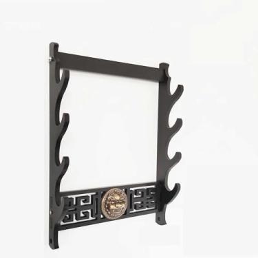 Imagem de Suporte de espada suporte para espadas, suporte para katana com gancho de 1 a 4 níveis para montagem na parede, prateleira para espadas com forro de veludo e decoração de cabeça de unicórnio, adecu