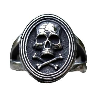 Imagem de Anel Masculino Vintage Caveira de Vampiro - Aço Inoxidável 316L Polido