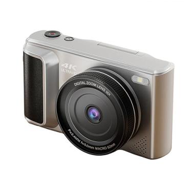 Imagem de Câmera Digital 4K para Fotografia, Câmera de Vlogging de Foco Automático HD de 64MP Com Tela Flip de 2,8 de 180 °, Câmera de Vídeo Retro Espelhada Com Zoom Digital 16x, (Prata)