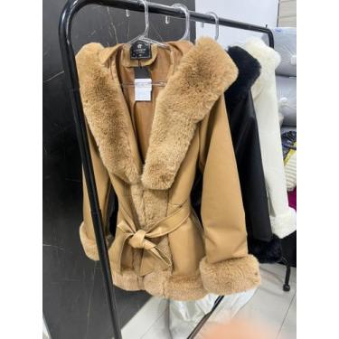 Imagem de Jaqueta de Couro com Pelúcia Feminina Sofisticada - Alik Store, CARAME