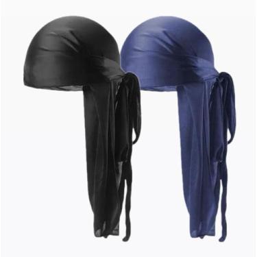 Imagem de Kit Duas Bandana Touca Waves Durag - Barbershopp62, Preto, Azul