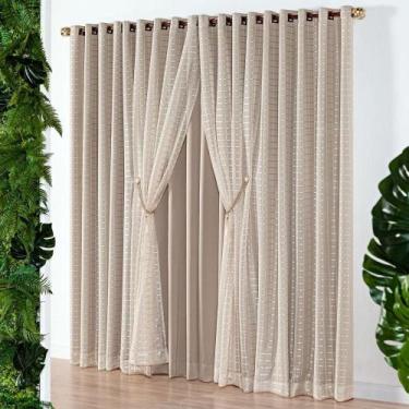 Imagem de Cortina Lumiére Varão Semi Blackout E Voal Xadrez 2,00 X - Casa Scarpa