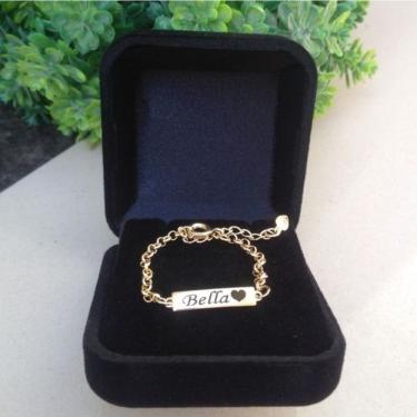 Imagem de Pulseira Rn Personalizada A Laser Bebê Banhada A Ouro