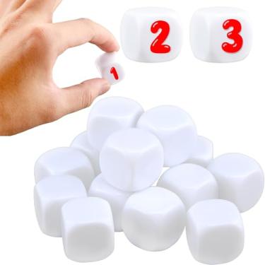 Imagem de Rcanedny 50 Pcs 22MM Blank White Dice Acrylic Rounded Blank Six Sided Dice Blank White Cubes Dice for Board Games DIY Sticker and Math Teaching Game Party Amusement