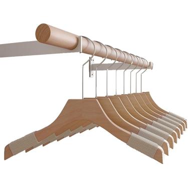 Imagem de Loja De Roupas Rack De Exibição De Madeira Montado Na Parede Pendurado Racks De Roupas Armazenamento De Haste De Roupas Domésticas Com Economia De Espaço, Red Copper, 150x28cm