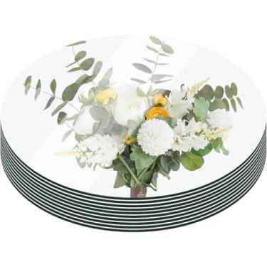Imagem de Centros de mesa espelhados redondos para decoração de mesas, 6 peças de centro de acrílico com espelho circular de 30,5 cm, bandeja de espelho, placa de vela, peça central para centro de mesa para
