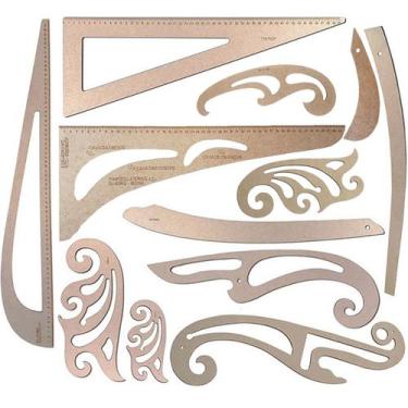 Imagem de Jogo Réguas Corte Costura Francesa Decotes Alfaiate - 12 Pçs - LAPIDAR