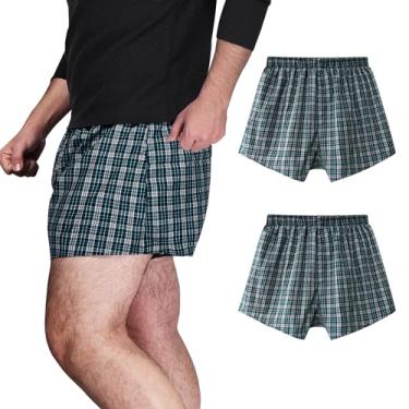 Imagem de TIICHOO Cueca masculina para incontinência, lavável, reutilizável, absorvente regular, à prova de vazamento, à prova de vazamento, pacote com 2 (2GG, 2 xadrez verde)