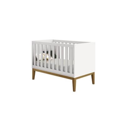 Imagem de Berço Mini Cama Classic Branco Fosco com pés madeira - Reller