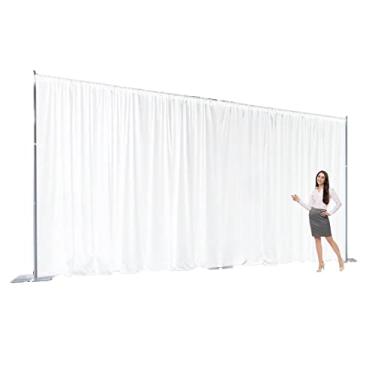 Imagem de Urby Pano de fundo de duas camadas feito com tule de chiffon e poliéster para cortinas blackout extra largas profissionais (branco, 6 x 2,4 m)