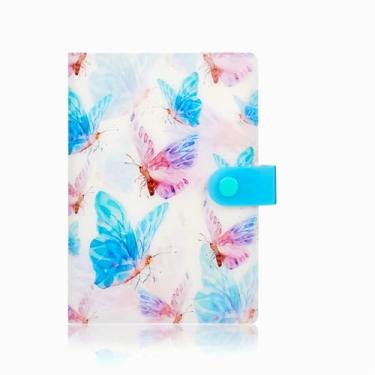 Imagem de Organizador de cupons de recibos, fichário pequeno de 104 bolsos, 16 x 12 cm, ideal para armazenamento de cartões, notas e documentos - azul natural