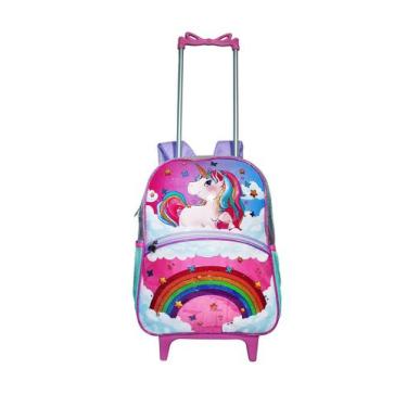 Imagem de Mochila Unicórnio Rodinhas Meninas Escolar Grande Dl1328 - Clio