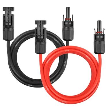 Imagem de Cabo de extensão de painel solar – Fio solar de 10 AWG 4,5 m, fio fotovoltaico, calibre 10, com conector à prova d'água fêmea e macho para trailer, sistemas fotovoltaicos, casa, barco, painéis solares