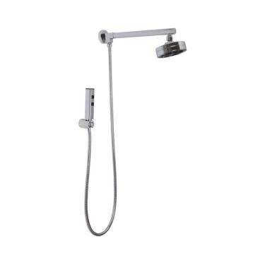 Imagem de Kit Chuveiro Autolimpante Redondo de Parede Longo Mauá com Desviador Mundaú e Ducha Manual Aruanã Pingoo.casa - Prata