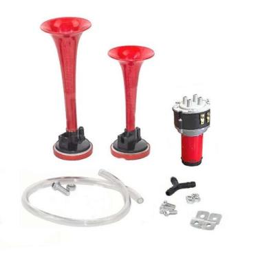 Imagem de Buzina Marítima Com Compressor E Mangueira 2 Cornetas 12V - Vellez