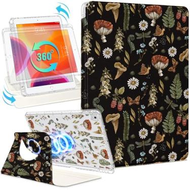 Imagem de Shorogyt Capa magnética para iPad 9ª/8ª/7ª geração, suporte magnético de 10,2 polegadas para mulheres – Design fofo, capas giratórias de 360 graus para meninas e crianças com suporte de lápis para