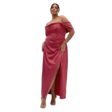 Imagem de City Chic Vestido longo feminino plus size - Paloma, Vermelho beterraba, 52