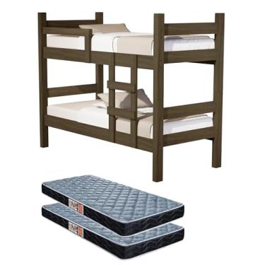Imagem de Beliche Solteiro Letícia Com Duas Camas + 2 Colchões (Castanho)