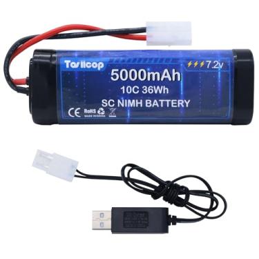 Imagem de Tosiicop Bateria NIMH de 7,2 V 5000 mAh - Baterias Recarregáveis RC de 7,2 Volts com Conector Tamiya para Controle Remoto Carro Monster Trucks Buggy Tanque Barco e Série Relacionada