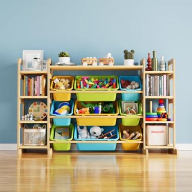 Imagem de SpaceAid Organizador grande de armazenamento de brinquedos, 9 prateleiras, 9 compartimentos, organizador de brinquedos, estante de brinquedos para quarto, sala de jogos, decoração de quarto