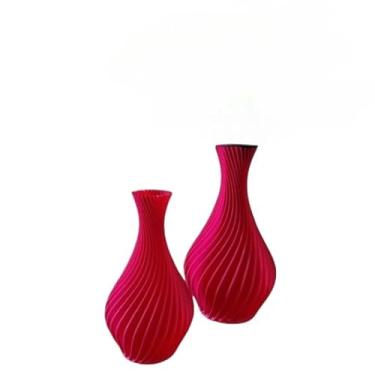 Imagem de Kit 2 Vasos Decorativos em Espiral Impressão decoração sala objetos decoração estante(Pink)