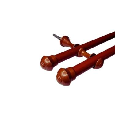 Imagem de Varão de cortina de Aço 2,0 metros Duplo 19mm fino Bastão de cortina Ferro Varão Duplo(Mogno)