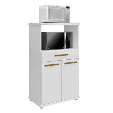 Imagem de Balcão Multiuso Conquista 2 Portas 1 Gaveta Arte Móveis Cor Branco