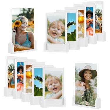 Imagem de Janaden Linda moldura Polaroid Mini instax, porta-retratos 5 x 7 cm para Fujifilm Instax Mini, molduras Polaroid pequenas para fotos tamanho carteira, suporte para exibição de mesa, pacote com 12