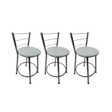 Imagem de Kit 3 Banquetas Bancos Baixa Bistrô Balcão Cozinha Cromada - FortMix, 