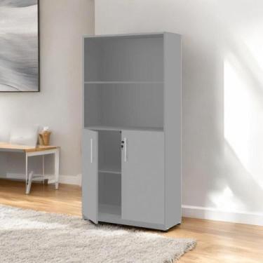 Imagem de Armário Estante com Prateleiras Lumiere Cinza - Mobiliar Home Shop