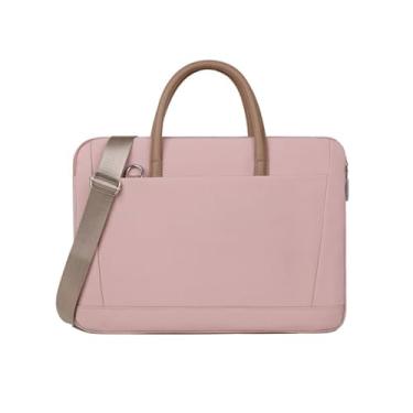 Imagem de Bolsa para laptop, bolsa de ombro simples, leve, antichoque, forro para laptop, capa protetora, pasta para computador (rosa)