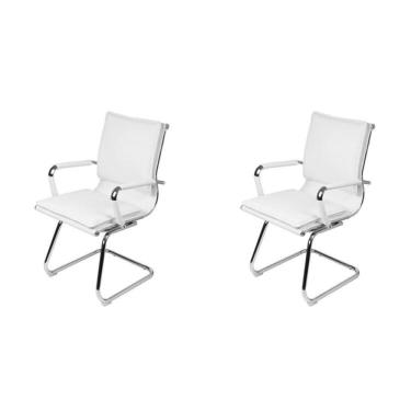 Imagem de Kit 2 Cadeiras para Escritorio Interlocutor Italiano Estofada em Sintético 3304 Branco