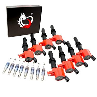 Imagem de Kit de ajuste de desempenho de fogo DRAGON Kit de 8 peças de velas de ignição IRIDIUM e bobinas de ignição compatíveis com Ford 2004-08 F150 F250 F350 Truck Expedition Navigator 5.4L 4.6L V8 SP515 SP546 DG5111 FD508 Kit de ajuste - 15 22