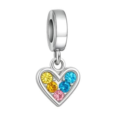 Imagem de BlingNuts Pingente de coração com pingente de pedra do mês de nascimento brilhante I Love You compatível com pingentes Pandora para joias de aniversário, One Size, Aço inoxidável, Sem Pedra Preciosa