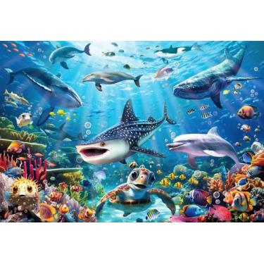 Imagem de Quebra-cabeça JOYZEXY Underwater World Ocean 100 peças para crianças d