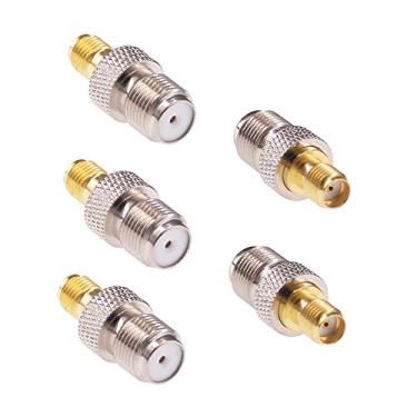 Imagem de RFaha 5 peças SMA fêmea para F fêmea RF adaptador coaxial SMA para F adaptador conector coaxial para rádio HT/antena/cabo coaxial (F16-5)