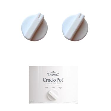 Imagem de Botão de substituição para panela elétrica Rival Crock Pot Slow Cooker, mostrador compatível com panela elétrica Rival Crock Pot Slow Cooker, pacote com 2 (branco)