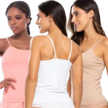 Imagem de Kit 3 Camiseta Feminina Segunda Pele Conforto Alça Fina Camisete Casua