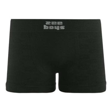 Imagem de Cueca Boxer Infantil sem Costura em Jacquard Folhas Preto - Zee Rucci,