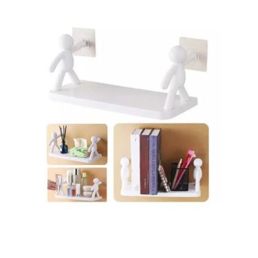 Imagem de Kit 2 Suportes Plástico Com Adesivo Decoração Para Sala Cozinha Banhei