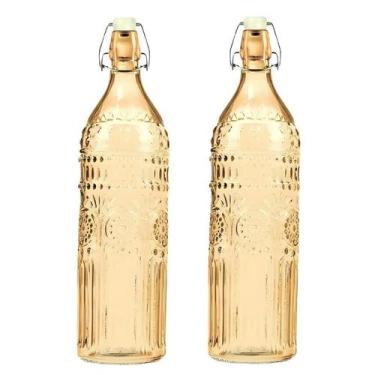 Imagem de Kit 2 Garrafa De Vidro Água Suco Refrigerante 1l Colorida - CLICK HOUS